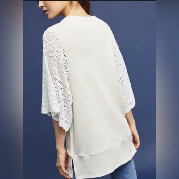 Anthropologie Akemi Kin Coro Dolman Crochet Knit Pullover Sweatshirt Large - Picture 2 of 13